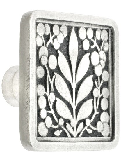 Square Mountain Ash Knob - 1 3/8 inch x 1 3/8 inch in Brilliant Pewter.